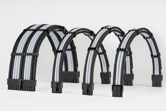 Sensei Mods Custom Sleeved Cable -  Purity White and Asphalt Black Dual Colour