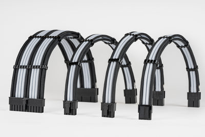 Sensei Mods Custom Sleeved Cable -  Purity White and Asphalt Black Dual Colour