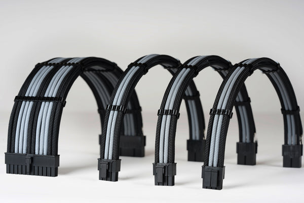 Sensei Mods Custom Sleeved Cable -  Purity White and Asphalt Black Dual Colour